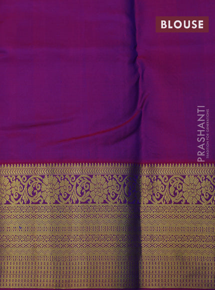 Pure kanchipuram silk saree dual shade of blue and purple with zari woven buttas and zari woven border