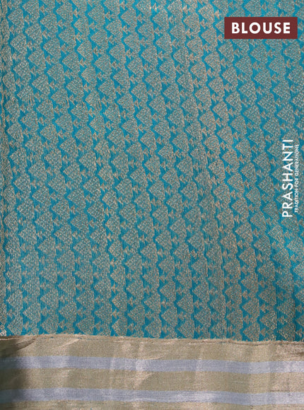 Banarasi katan silk saree teal blue with zari woven floral buttas and zari woven border