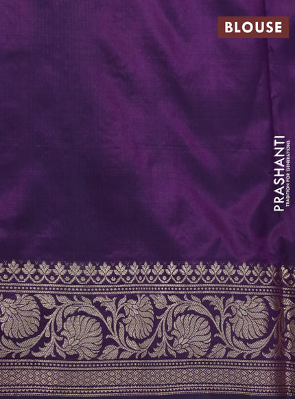 Banarasi katan silk saree deep purple with zari woven floral buttas and zari woven border