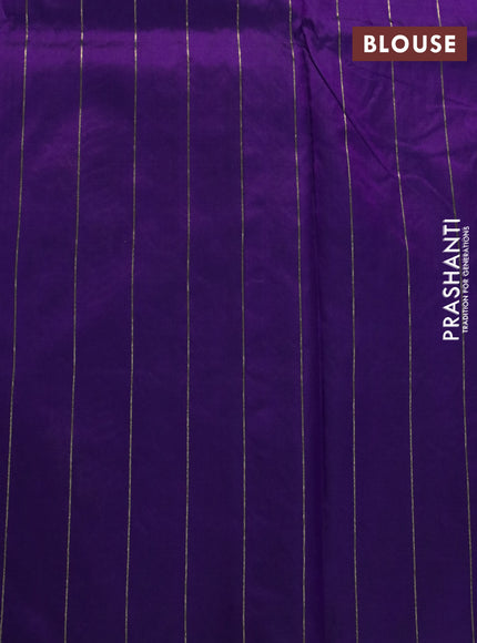 Banarasi katan silk saree violet with zari woven buttas in borderless style