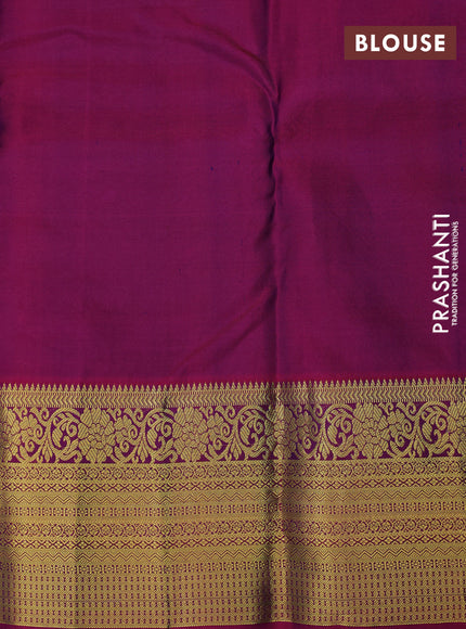 Pure kanchipuram silk saree dark blue and purple with zari woven buttas and zari woven border