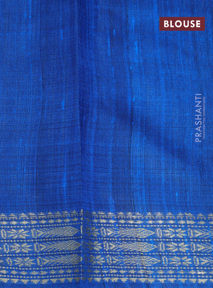 Pure dupion silk saree dark blue and cs blue with plain body and temple woven border