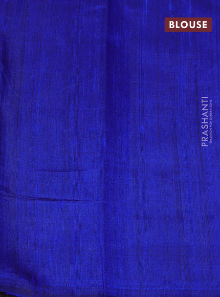 Pure dupion silk saree pink and blue with plain body and temple woven border