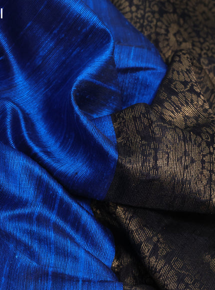 Pure dupion silk saree cs blue and black with zari woven buttas and zari woven border