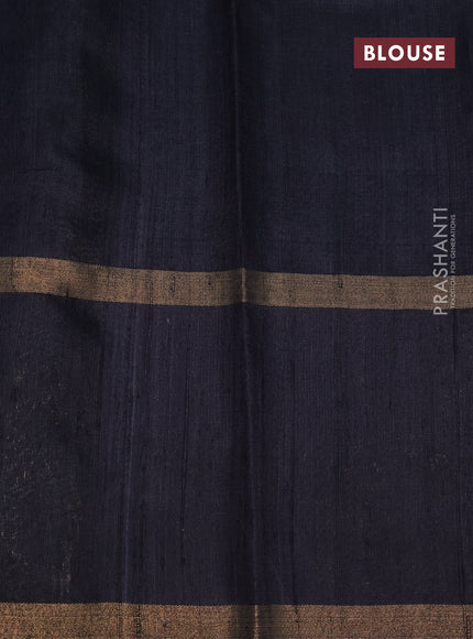 Pure dupion silk saree cs blue and black with zari woven buttas and zari woven border