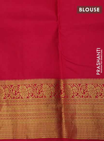 Pure kanchipuram silk saree dual shade of blue and pink with zari woven buttas and zari woven border