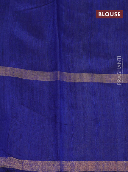 Pure dupion silk saree cs blue and blue with zari woven buttas and zari woven border