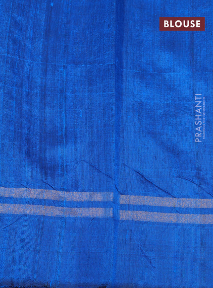 Pure dupion silk saree dark blue and cs blue with allover zari weaves and temple design zari woven simple border