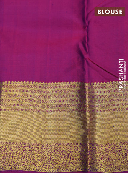 Pure kanchipuram silk saree dark blue and dual shade of purple with zari woven buttas and zari woven border