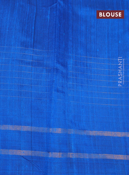 Pure dupion silk saree navy blue and cs blue with allover zari stripe pattern and temple design rettapet zari woven border