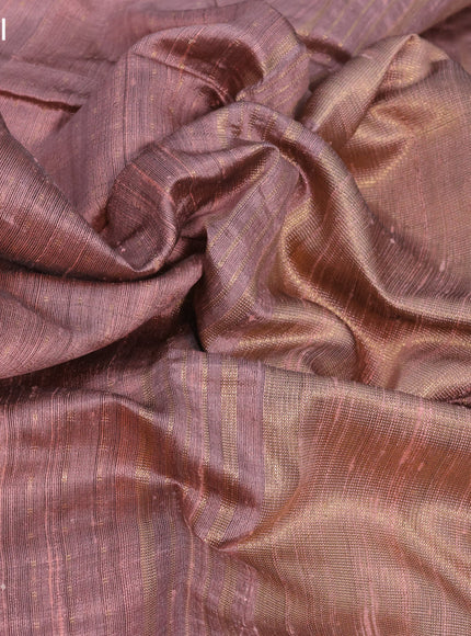 Pure dupion silk saree pastel peach with allover zari weaves and temple design zari woven border