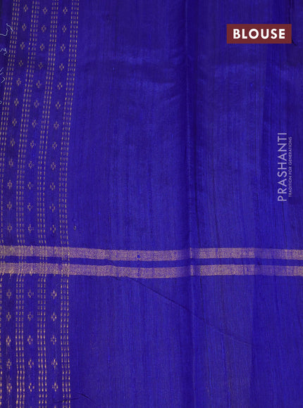 Pure dupion silk saree cs blue and blue with plain body and zari woven border