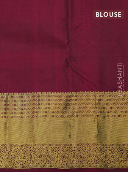 Pure kanchipuram silk saree green and magenta pink with zari woven buttas and zari woven border