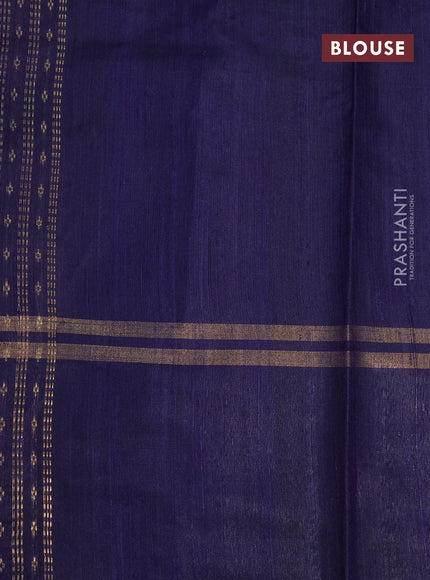 Pure dupion silk saree pink and deep violet with plain body and zari woven border