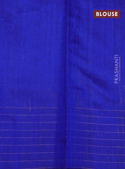 Pure dupion silk saree pink and blue with plain body and temple design zari checked border