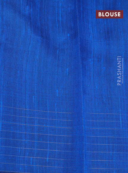 Pure dupion silk saree dark blue and cs blue with plain body and temple design zari checked border