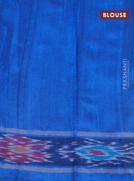 Pure dupion silk saree pink and cs blue with plain body and temple design ikat zari woven border