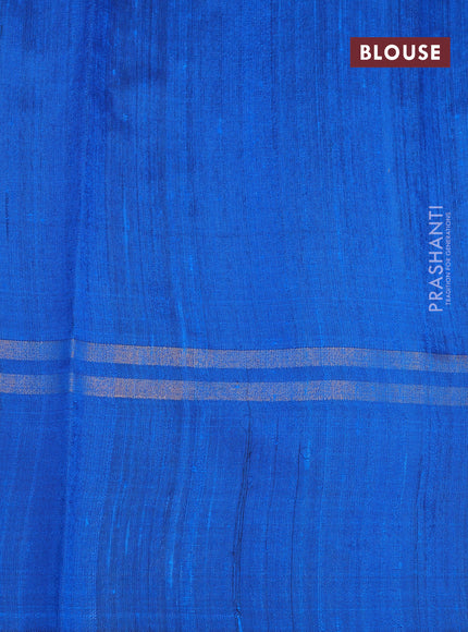 Pure dupion silk saree pink and cs blue with plain body and temple design zari woven butta border