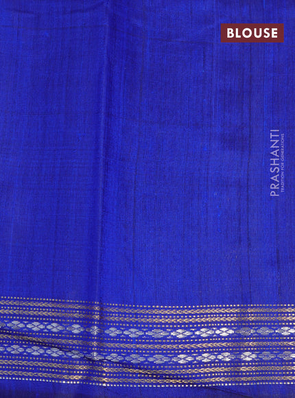 Pure dupion silk saree pink and blue with plain body and temple deisgn zari woven border