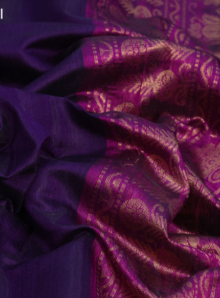 Pure dupion silk saree deep violet and purple with zari woven buttas and zari woven butta border