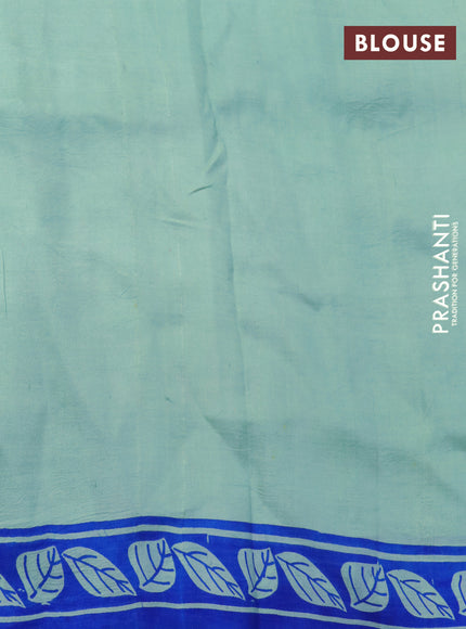 Bishnupuri silk saree pastel green and green blue with butta prints and paisley printed border