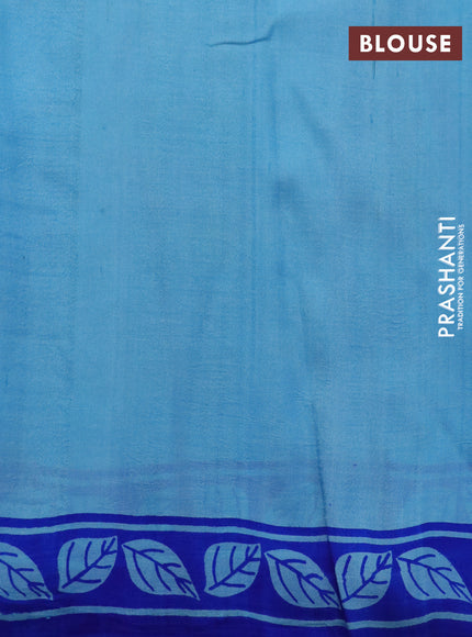 Bishnupuri silk saree light blue and cs blue blue with butta prints and paisley printed border