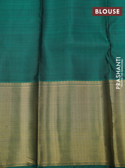 Pure kanchipuram silk saree grey and green with zari woven buttas and long zari woven border