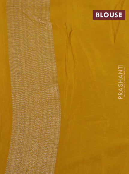 Pure crepe saree mustard yellow with allover zari woven leheriya weaves & embroidery work and zari woven border