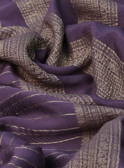 Pure crepe saree pastel lavender with allover zari weaves & embroidery work and zari woven border