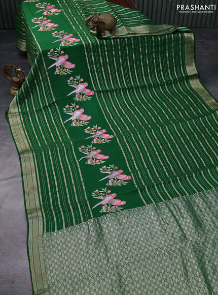 Pure crepe saree green with allover zari weaves & embroidery work and zari woven border