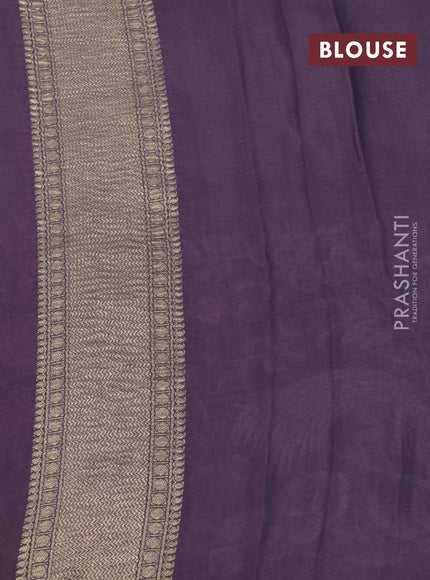 Pure crepe saree pastel jamun shade with allover zari weaves & embroidery work and zari woven border