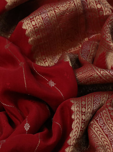 Pure crepe saree red with allover zari weaves & embroidery work and zari woven border