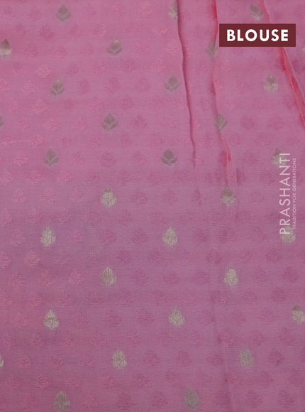 Pure georgette saree light pink with plain body and rettapet zari woven embroidery work border