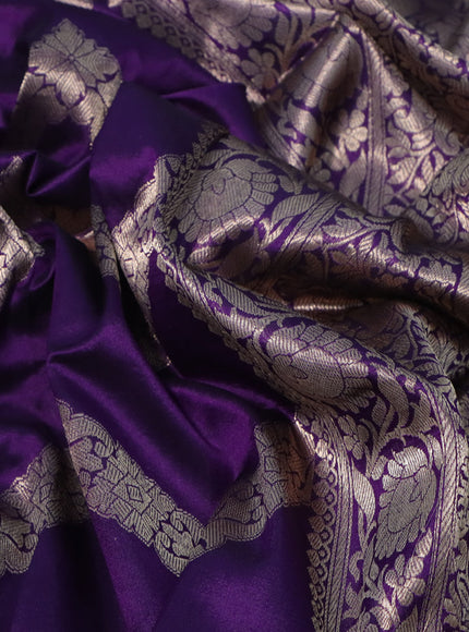 Banarasi uppada silk saree deep violet with allover zari woven zig zag weaves and zari woven border