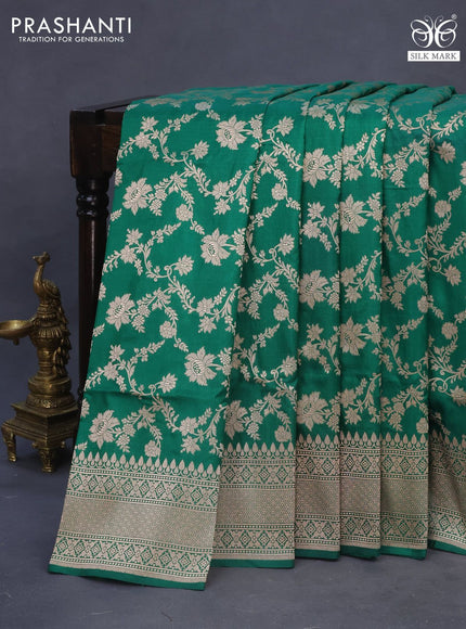 Banarasi uppada silk saree green with allover zari woven brocade weaves and zari woven border