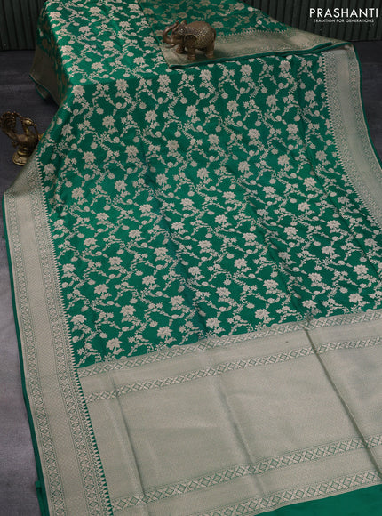 Banarasi uppada silk saree green with allover zari woven brocade weaves and zari woven border