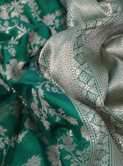 Banarasi uppada silk saree green with allover zari woven brocade weaves and zari woven border