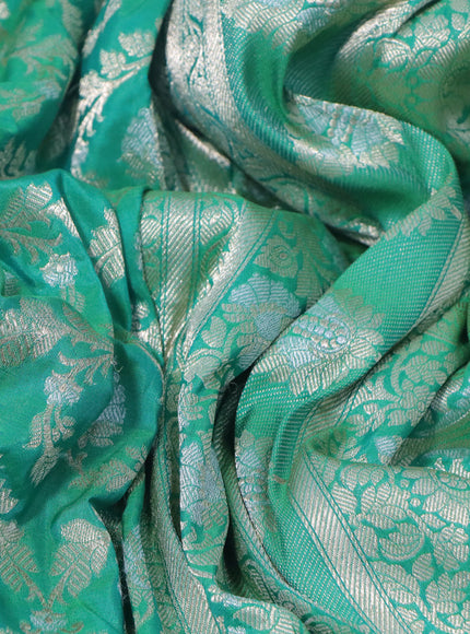 Banarasi uppada silk saree green with allover zari woven brocade weaves and zari woven border