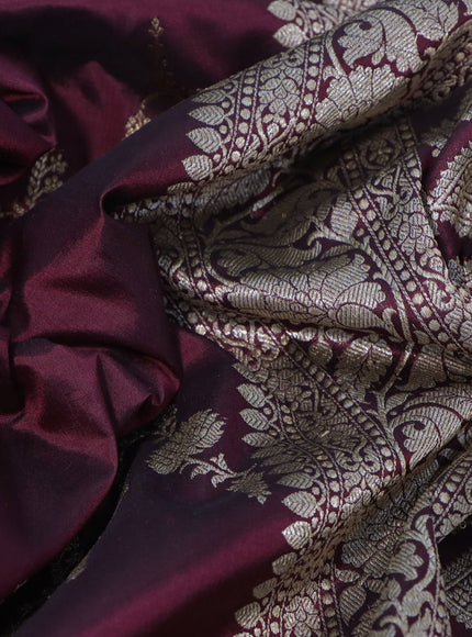 Banarasi uppada silk saree deep maroon with allover thread & zari weaves and woven border