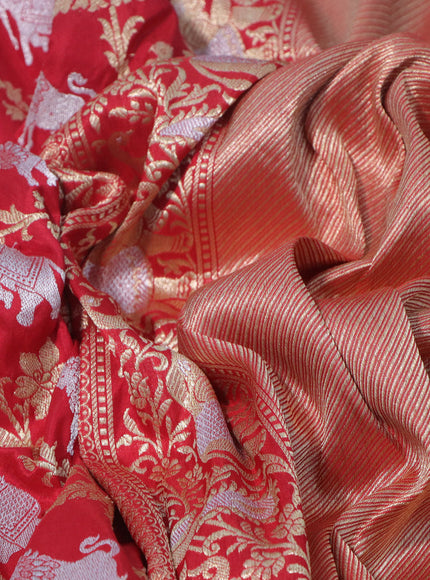 Banarasi uppada silk saree red with allover zari woven brocade weaves and zari woven border