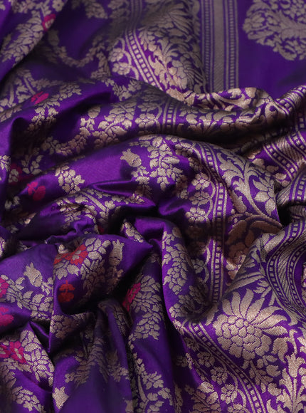 Banarasi uppada silk saree violet with allover thread & zari weaves and woven border