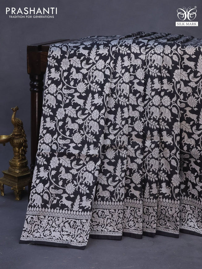 Banarasi uppada silk saree black with allover thread woven brocade weaves and woven border