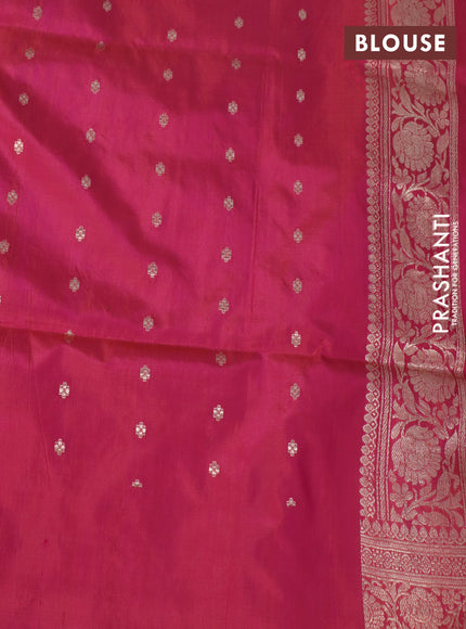 Banarasi uppada silk saree dual shade of pinkish orange with allover zari woven brocade weaves and zari woven border