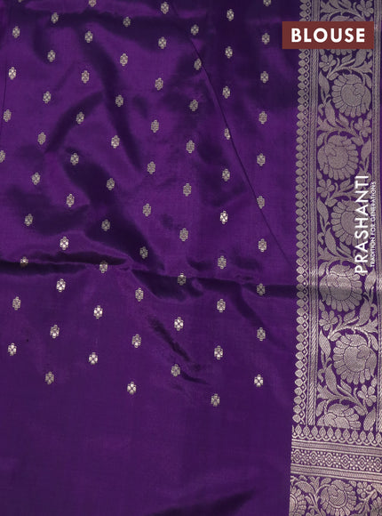 Banarasi uppada silk saree deep violet with allover zari woven brocade weaves and zari woven border