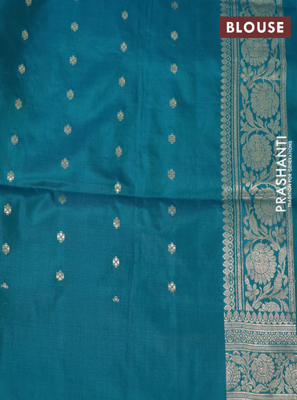 Banarasi uppada silk saree teal green with allover zari woven brocade weaves and zari woven border