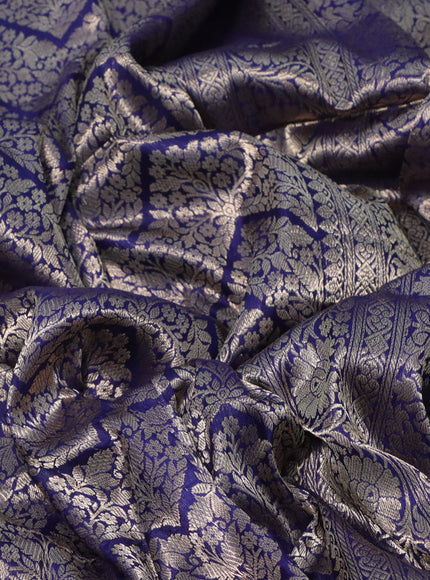 Banarasi uppada silk saree blue with allover zari woven brocade weaves and zari woven border