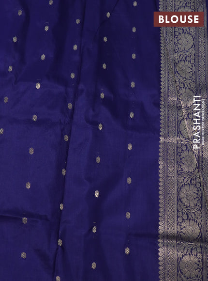 Banarasi uppada silk saree blue with allover zari woven brocade weaves and zari woven border