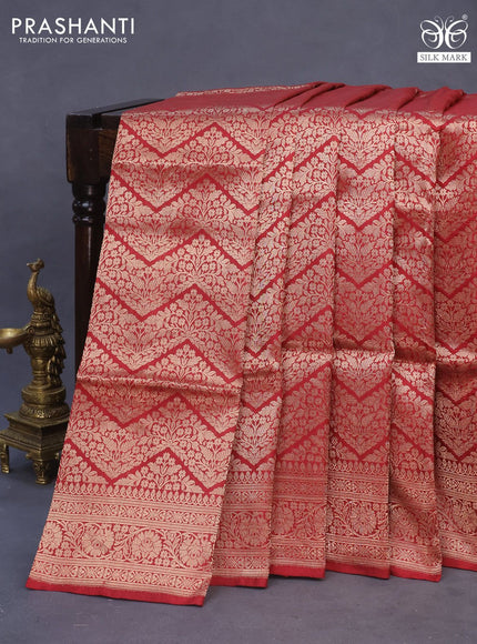 Banarasi uppada silk saree maroon with allover zari woven brocade weaves and zari woven border