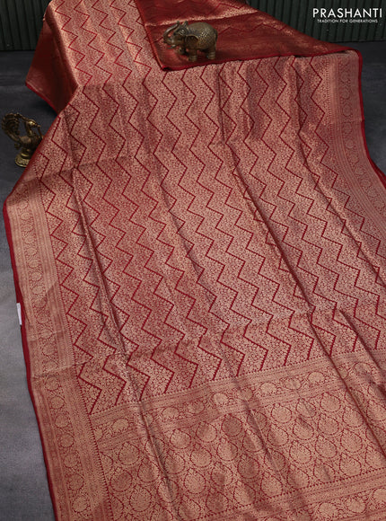 Banarasi uppada silk saree maroon with allover zari woven brocade weaves and zari woven border