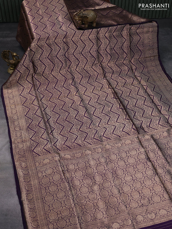 Banarasi uppada silk saree deep wine shade with allover zari woven brocade weaves and zari woven border